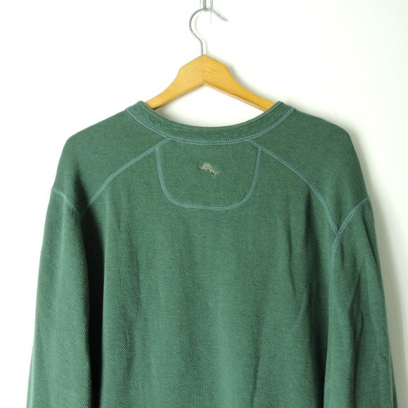 Tommy Bahama Reversible Pullover long sleeve knit top men's XL green gray logo - Picture 4 of 11